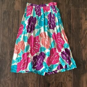 Vintage PLIERS Floral Print Pleated Midi Skirt